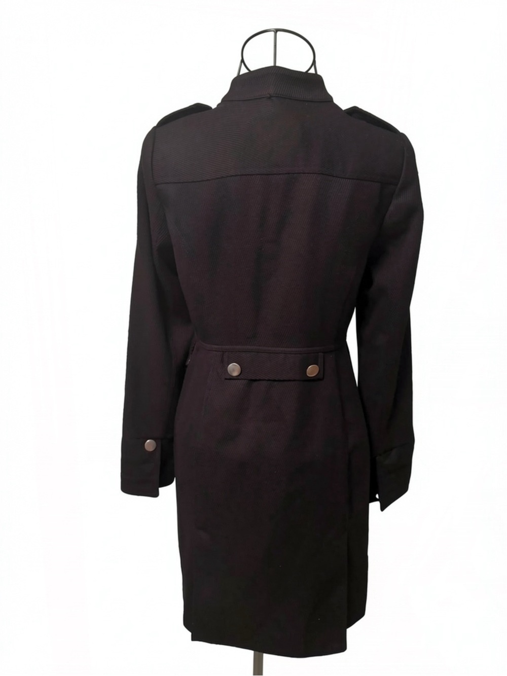 Rampage Black Military Style Long Coat Silver Button Structured Jacket Small - Picture 5 of 9